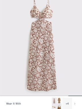 Abercrombie & Fitch Cream and Brown Floral Cutout Maxi Dress